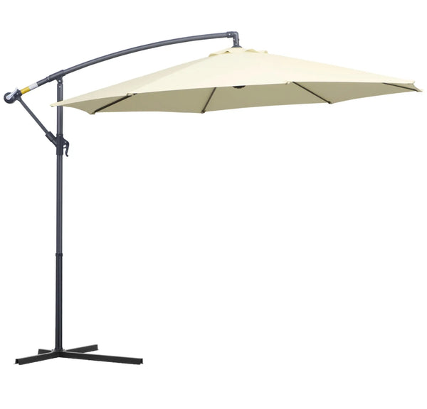 3(m) Cantilever Parasol Banana Umbrella w/ Crank & Tilt, Beige
