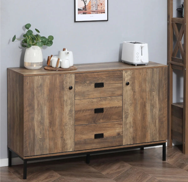 Industrial Sideboard, Storage Cabinet, Accent Cupboard Distressed Brown