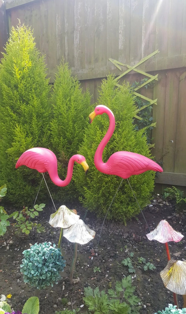 Pink Garden Flamingo x 2 Lawn Figurine Garden Party Grassland Ornaments Decor