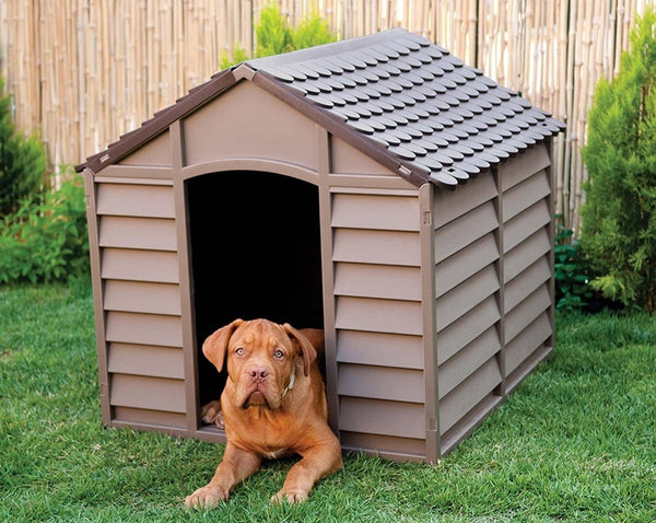 Heavy Duty Plastic Dog Kennel Pet Shelter PLASTIC DURABLE OUTDOOR - color Brown