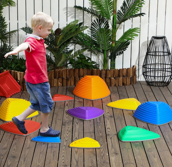 11 PCs Kids Stepping Stones, Balance River Stones, Obstacle Course, Sensory Play