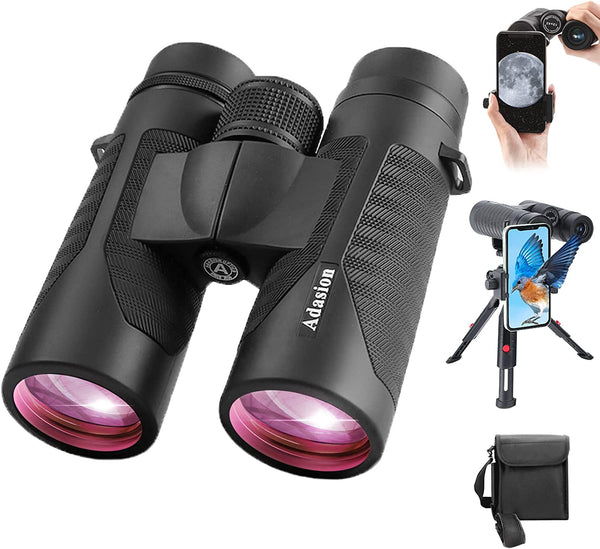 12x42 High Definition Binoculars for Adults with Phone Adapter and Tripod