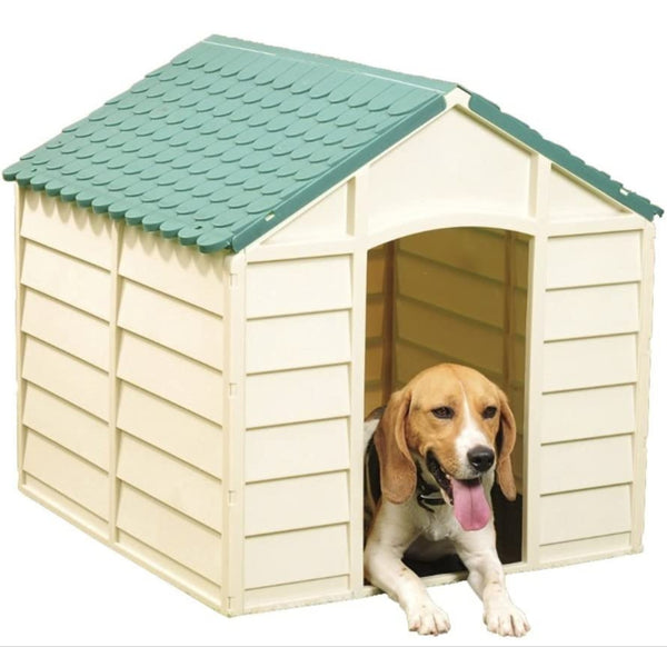 Dog Kennel Pet Shelter Plastic Durable Outdoor - Color Beige Green

￼

￼
