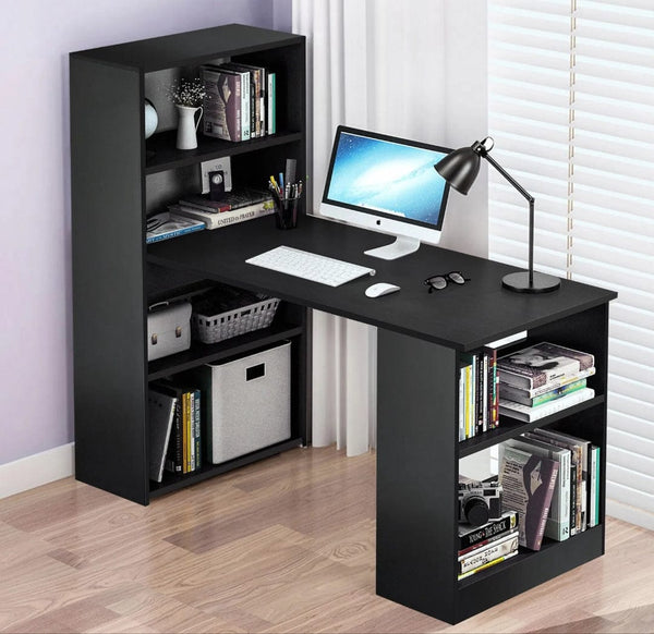 Corner Computer Desk Large PC Laptop Table Home Office Study Desk With Shelves
