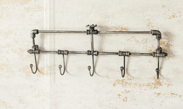 Vintage Industrial Style Wall Mounted Coat Hooks Rack Pegs Towel Rail Bathroom