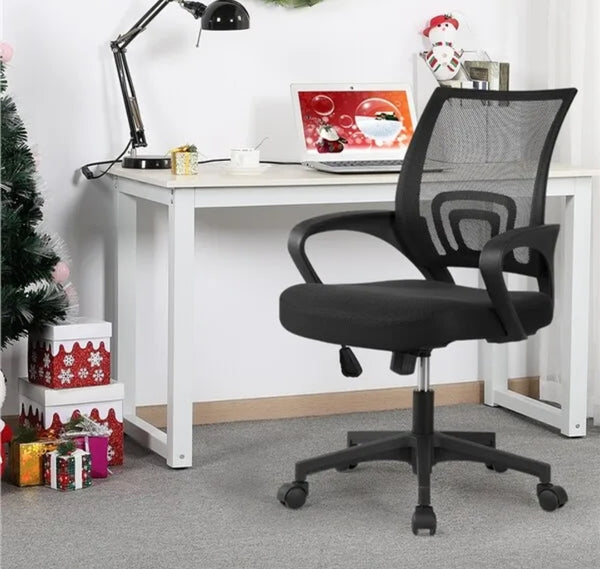 Home Office Chair Computer Desk Chair Swivel with Back Support Wheel Study Black