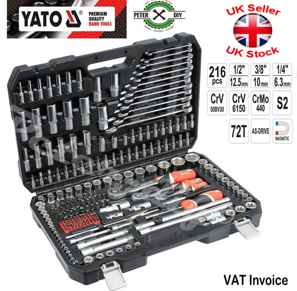 SOCKET SET RATCHET Yato Professional 216 pcs 1/2 1/4 3/8 Tools Toolbox