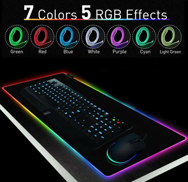 Large RGB Colorful LED Lighting Gaming Mouse Pad Mat 800*300mm for PC Laptop UK