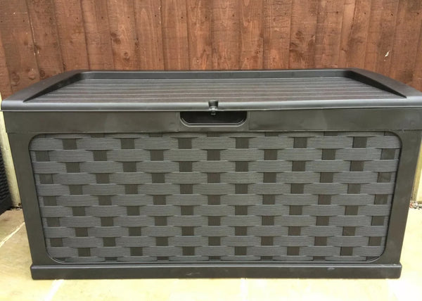 Starplast Waterproof Garden Storage Box Bench Rattan Wicker Effect XL Size - Goxom