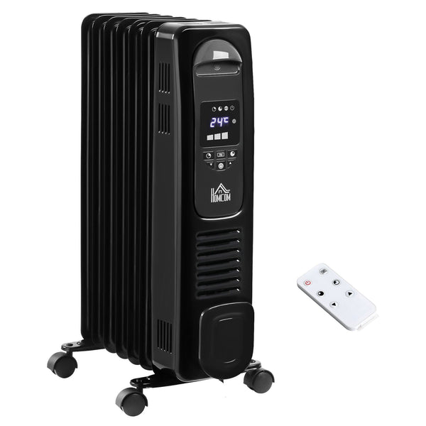 Oil Filled Radiator Space Heater W/3 Heat Settings &amp; Remote Control Black