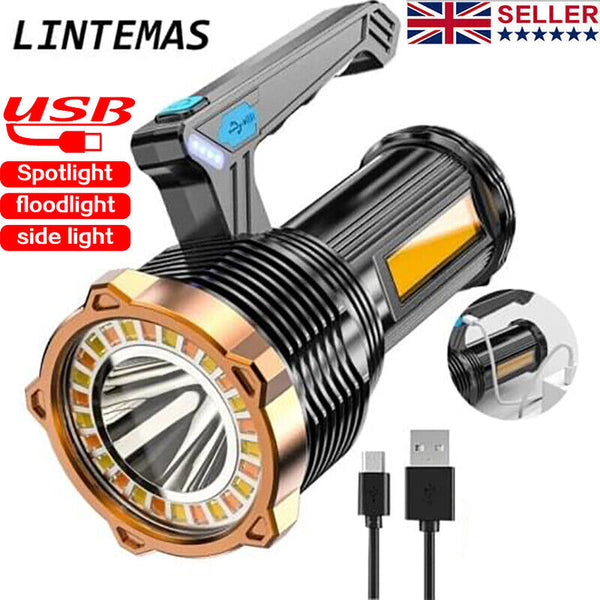 12000000LM LED Flashlight Super Bright Torch USB Rechargeable Lamp High Powered