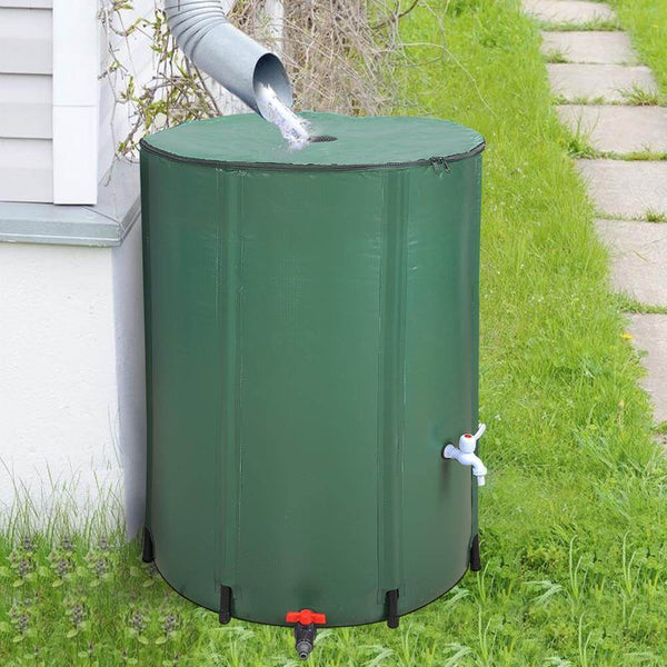 100 Gallon Portable Rain Barrel Folding Water Collector For Farm Garden Green UK