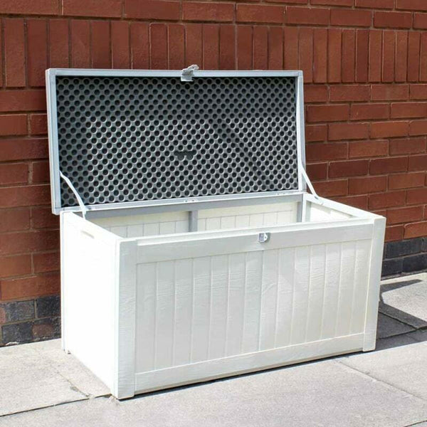 150L Outdoor Garden Storage Box Chest Cushion Equipment Lid Shed polypropylene