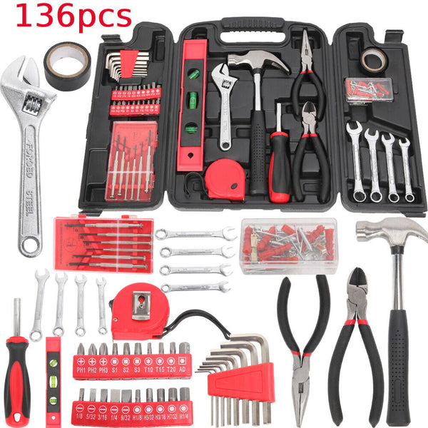 136PCS Tool Kit Home Hardware Hand Tool Set Repair Daily Maintenance Hammer freeshipping - Goxom