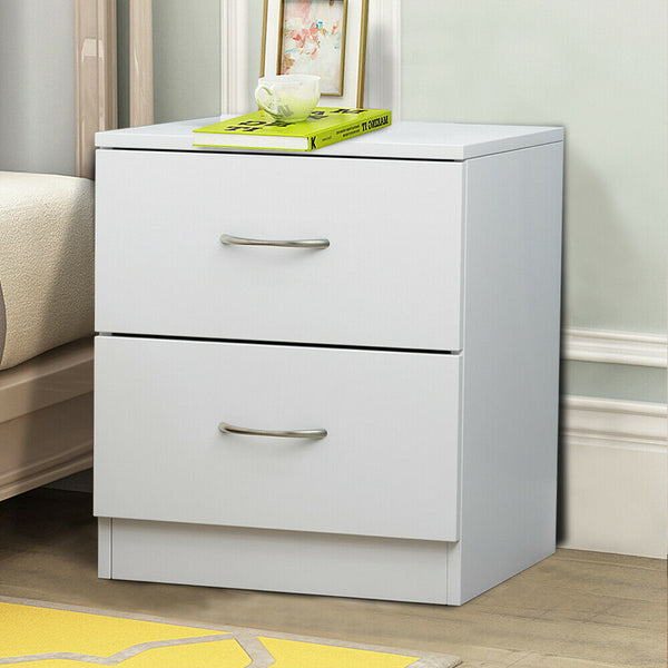 Modern Chest of Drawers 2 Drawer Bedroom Nightstand Bedside Table Cabinet White