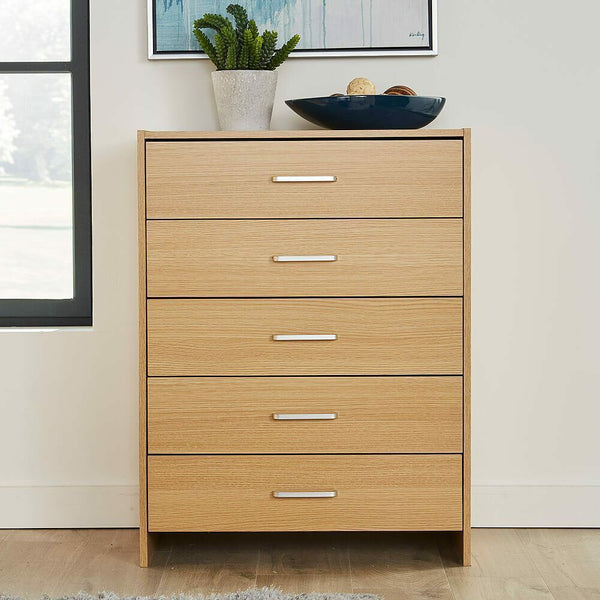 Stratford Oak Chest of 5 Drawers Bedroom Furniture With Metal Runners