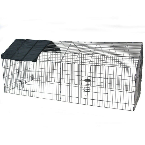 Metal Run Rabbit Guinea Pig Chicken Duck Ferret Dog Cat Pet Enclosure Roof Hutch - Goxom