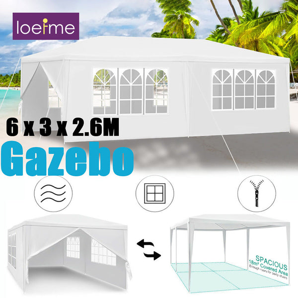 Heavy Duty 6x3M Gazebo Waterproof Garden Canopy Marquee Party Tent w/Sides 3x6M