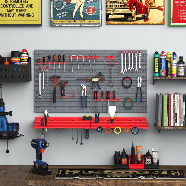 54 Pcs On-Wall Tool Equipment Holding Pegboard Home DIY Garage Organiser